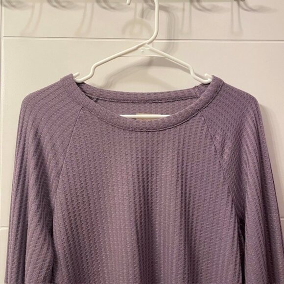 Chaser Waffle Knit Thermal Long Sleeve Top Purple Size XL - Picture 3 of 13